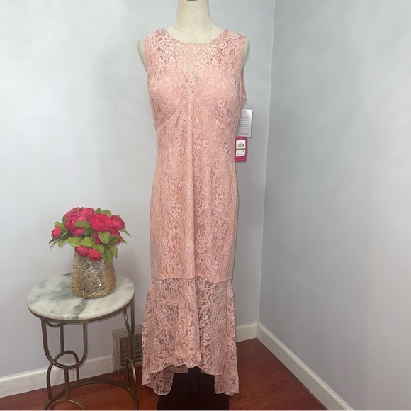 # Vince Camuto Apricot Floral Lace High-Low Cocktail Dress- New With Tag - Picture 4 of 17